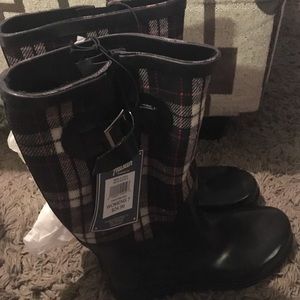 Brand new plaid rain boots
