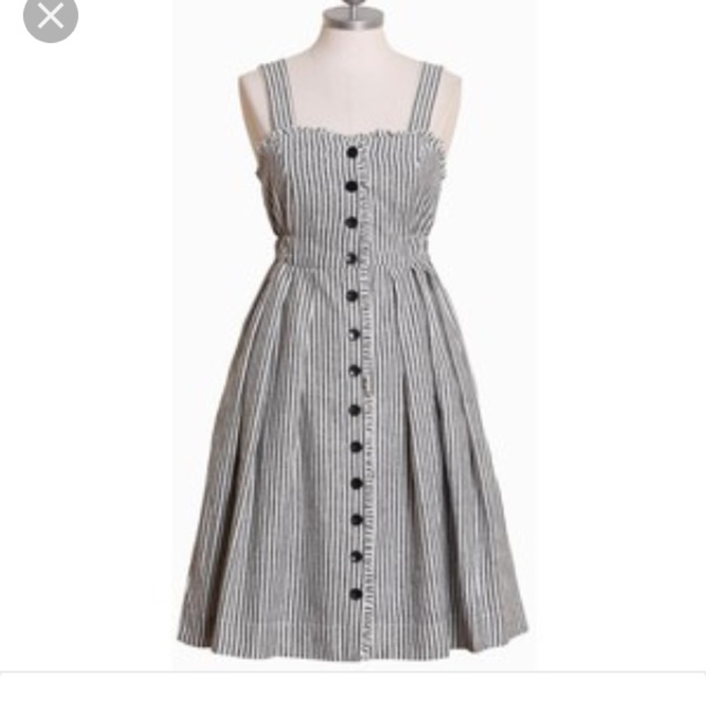 button front stripped dress