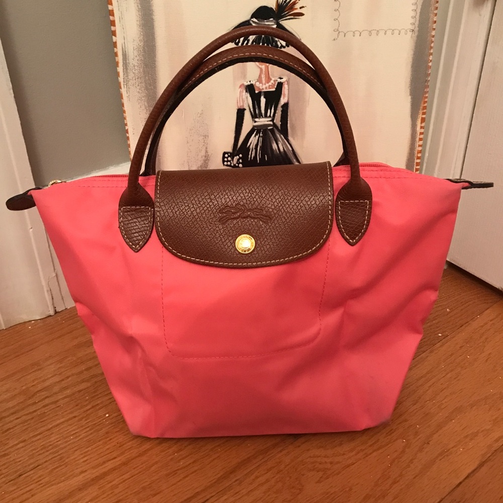 Longchamp Le Pliage neon pink mini bag