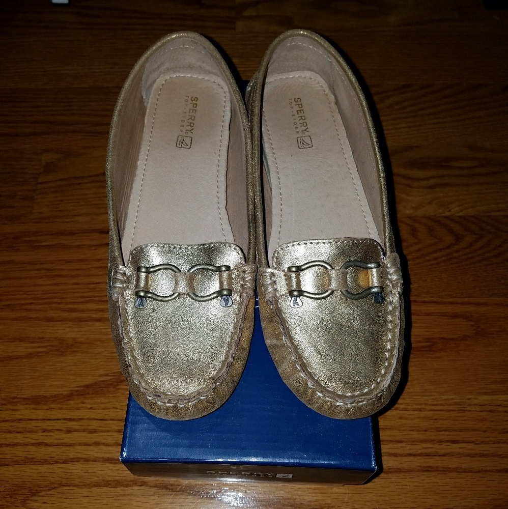 Metallic gold Sperry Loafers