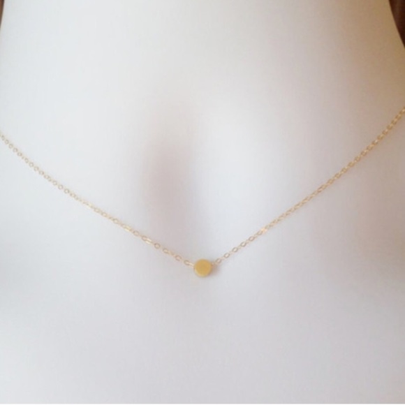 Tiny gold dot circle necklace choker minimalist - Picture 3 of 6