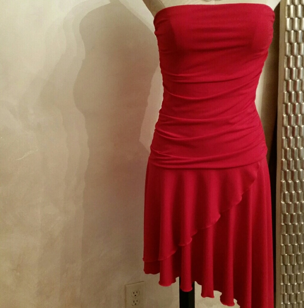 Asymmetrical red dress
