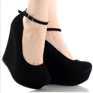 Black Velvet Wedges