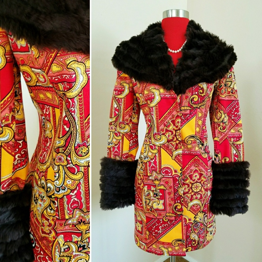 🖤 SOLD 🖤 Paisley Tapestry Fur Russian Dress Coat