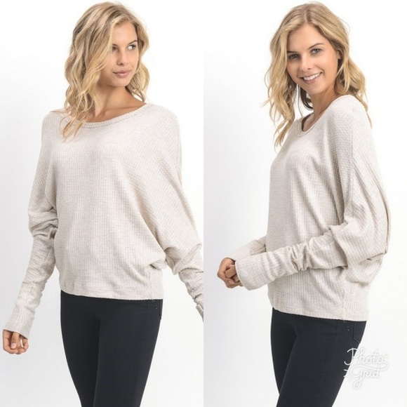 DRAMA QUEEN Waffle Knit Dolman Sleeve Top Fall - Picture 3 of 6