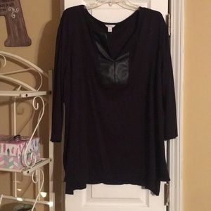 Plus Size Black Leather Blouse