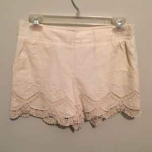 Lacey cream shorts