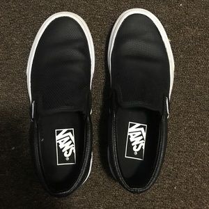 perforated black leather slip-on Vans