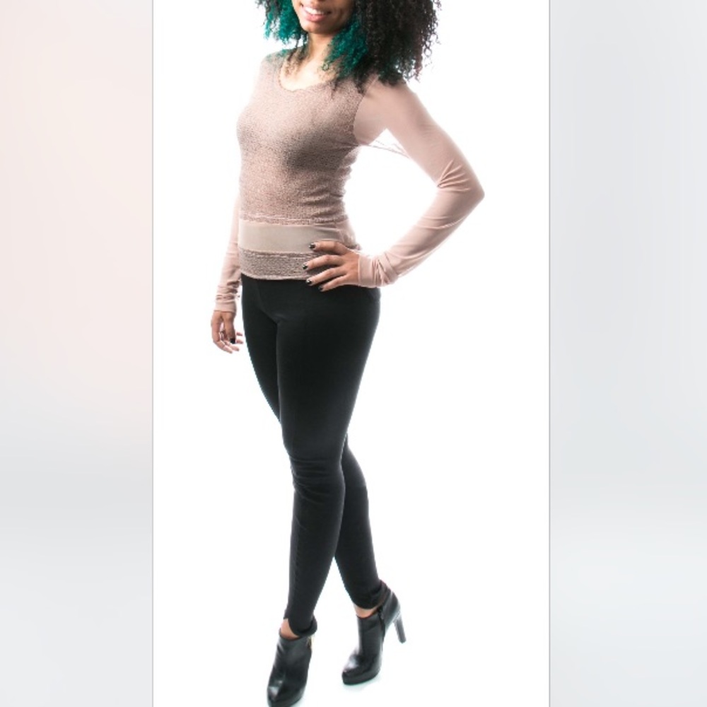 ✨ Eyanatia Glistening Grace Tan Inset Mesh Top ✨