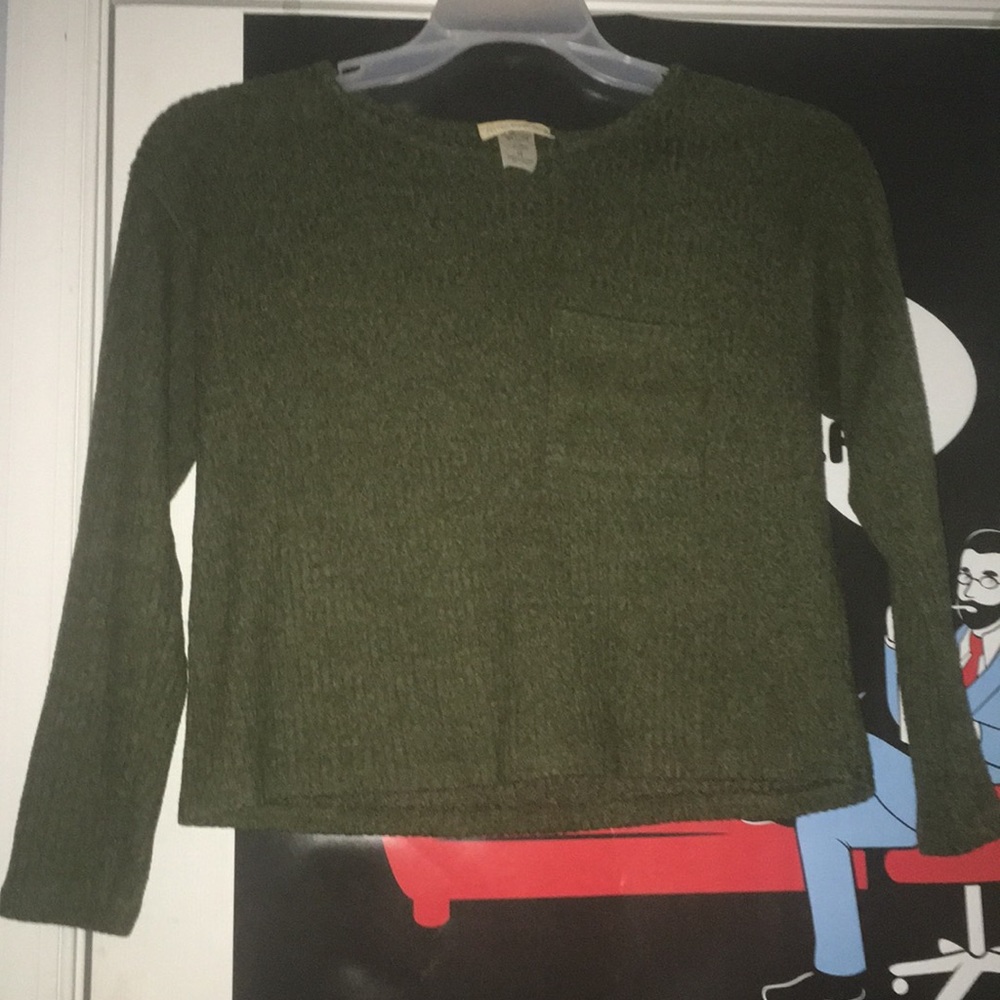 Army Green Cropped Sweater