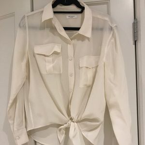 Equipment White Tie Front Blouse, great condition!