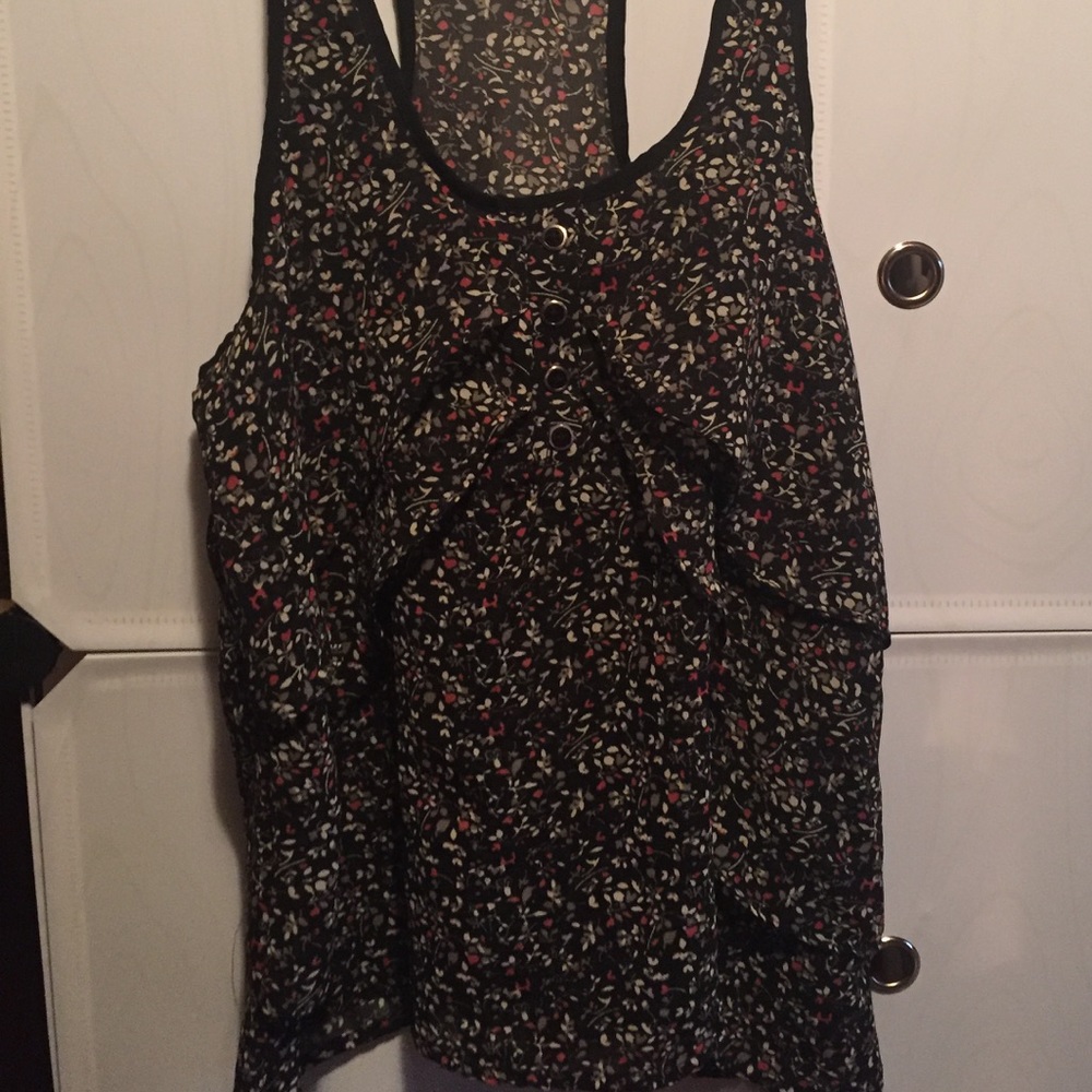 Black floral racer back tank