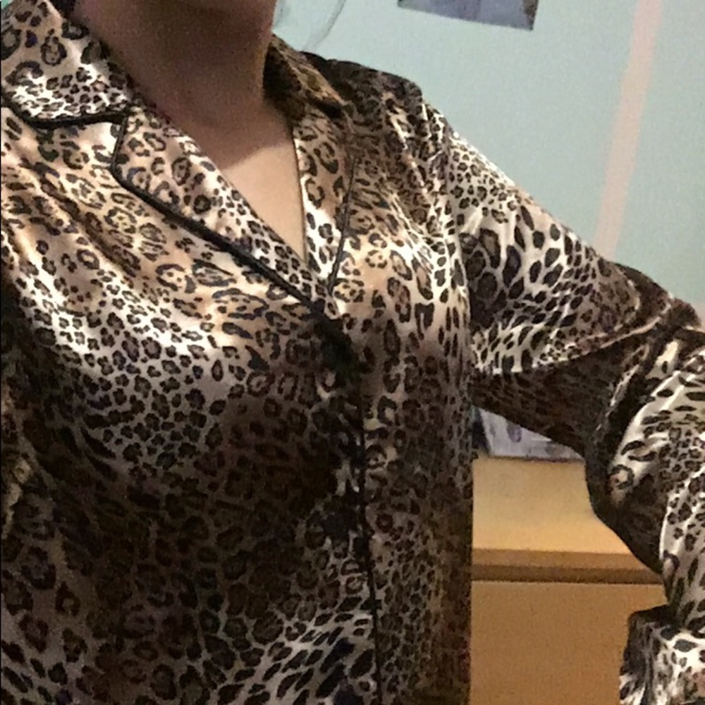 Satin leopard pajama set