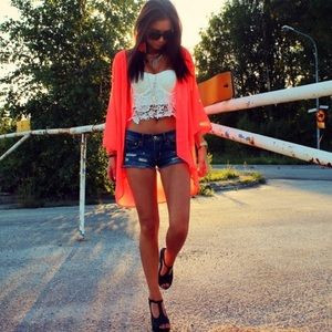 Neon coral kimono