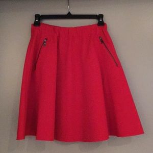 Zara red a- line skirt with zipper detail