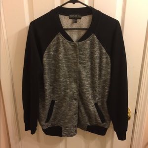 Plus Size Grey Black Bomber Forever 21