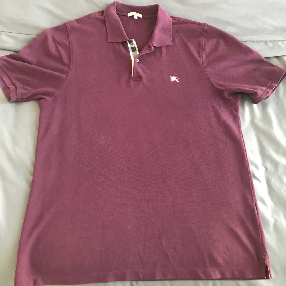 Men's Burgundy Burberry Classic Polo Shirt XL