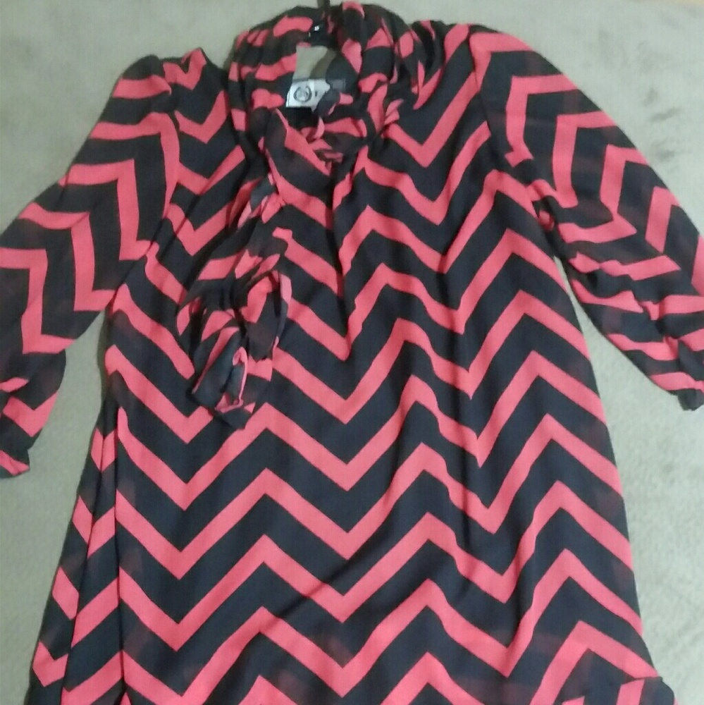 L&B Chevron layer ruffle Dress with matching scarf