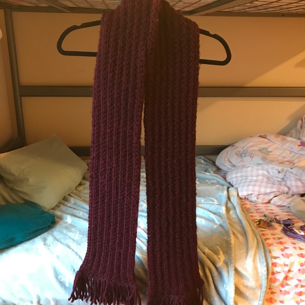 Very thick and wooly maroon scarf