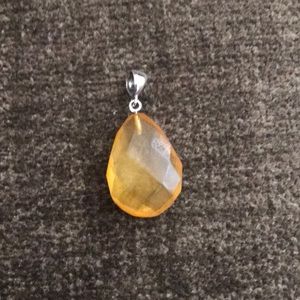 Amber Diamond Cut Pendant Sterling Silver Bale