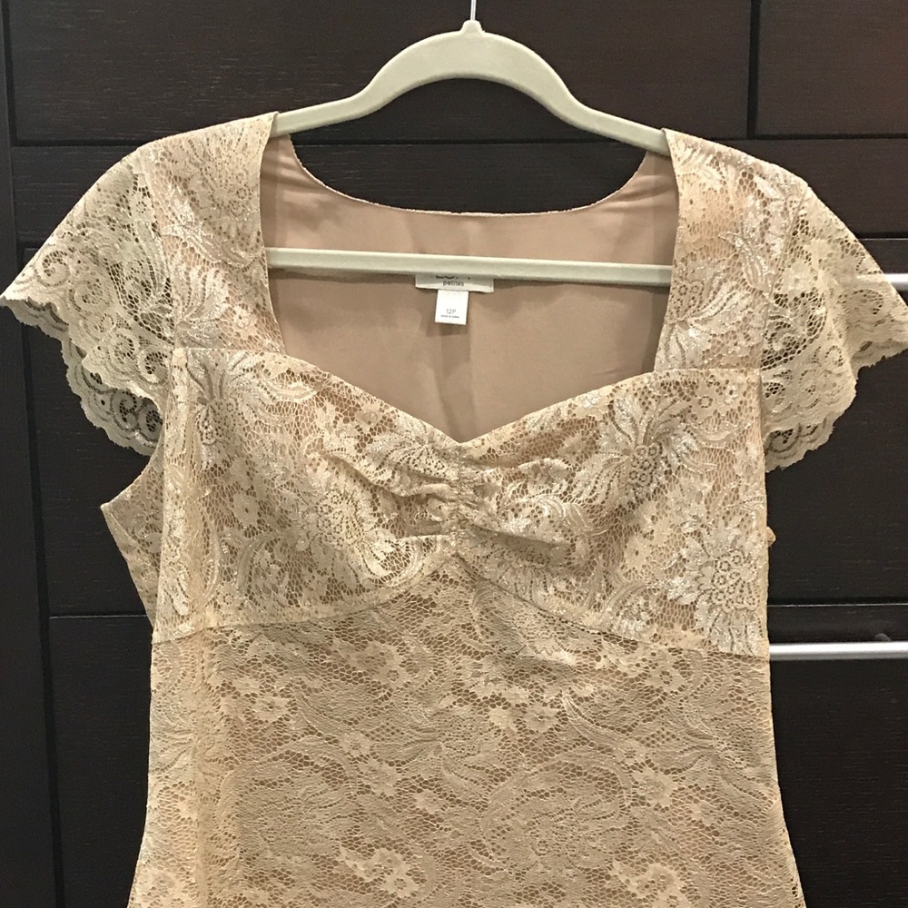 Gold lace zip side blouse