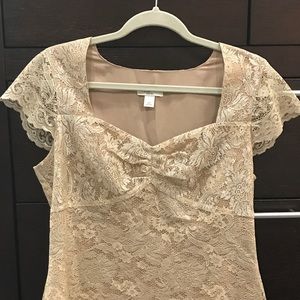 Gold lace zip side blouse