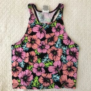 PINK Floral Sleeveless Crop Top