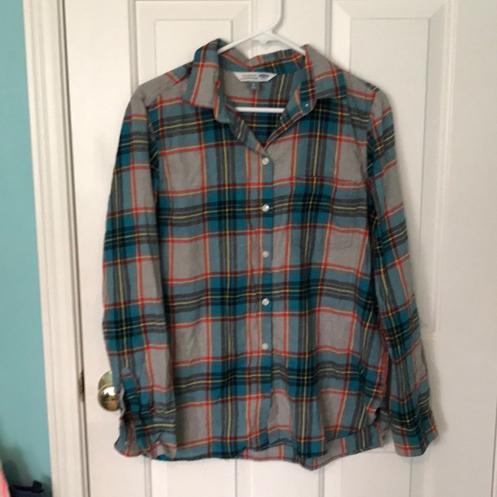 NWOT Gray/blue/red flannel shirt