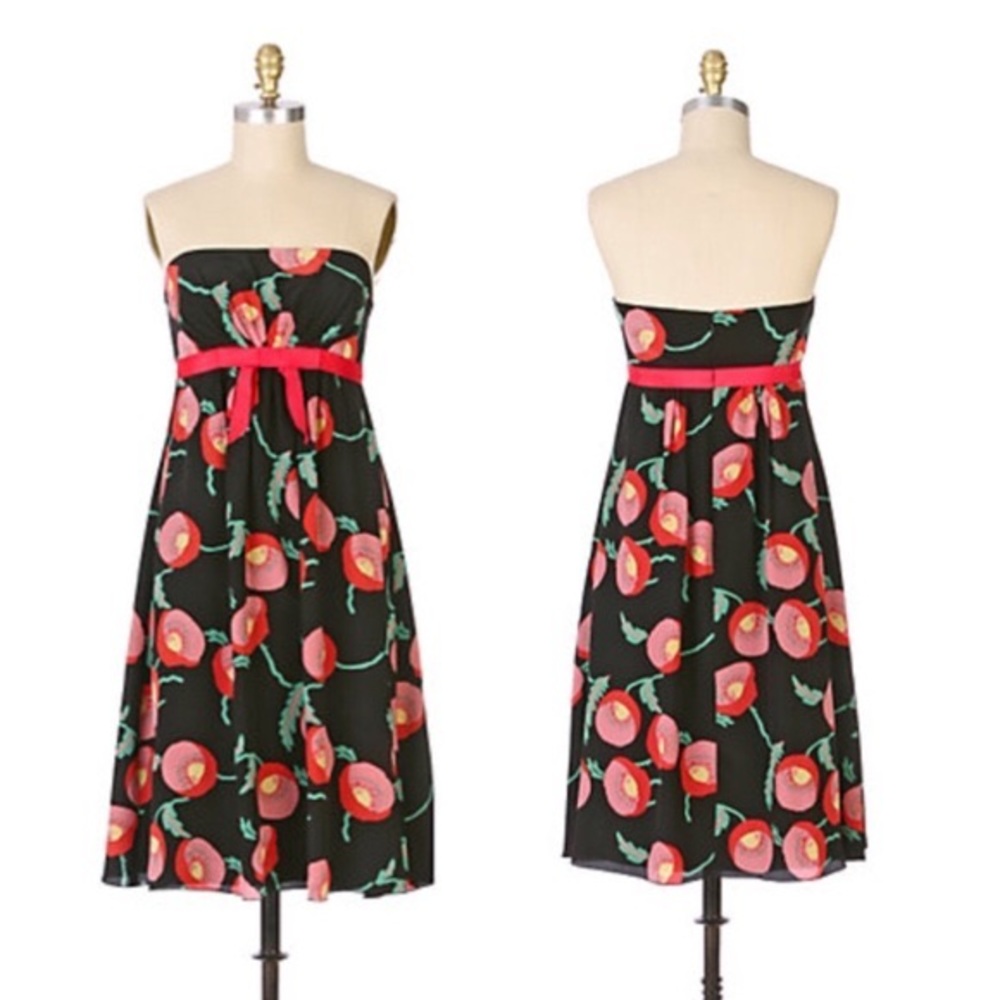 Anthropologie Anna Sui 100% Silk Papaver Dress 6
