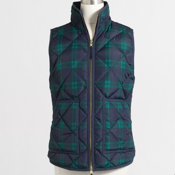NWT J. Crew navy and green plaid vest - Picture 5 of 5