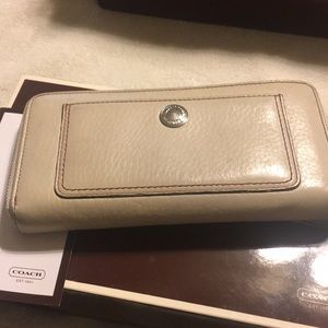 Cream soft leather wallet coach