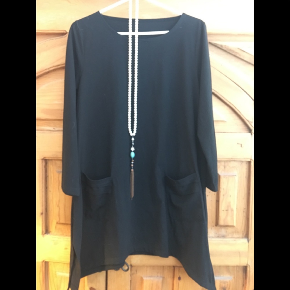 Black cotton tunic top