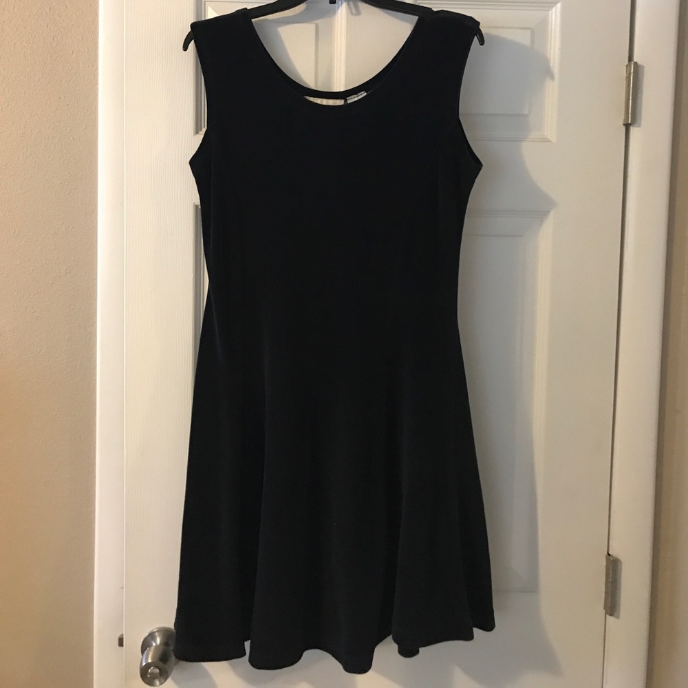 Pier 1 Imports Black Velvet Skater Dress Size L