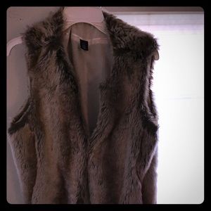 White House Black Market furry vest! Tan and brown