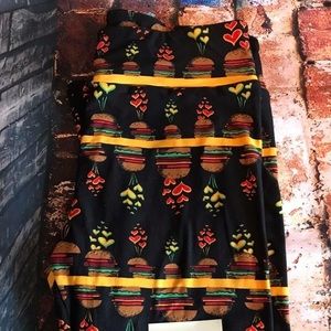New never worn LuLaRoe leggings TC HAMBURGERS!