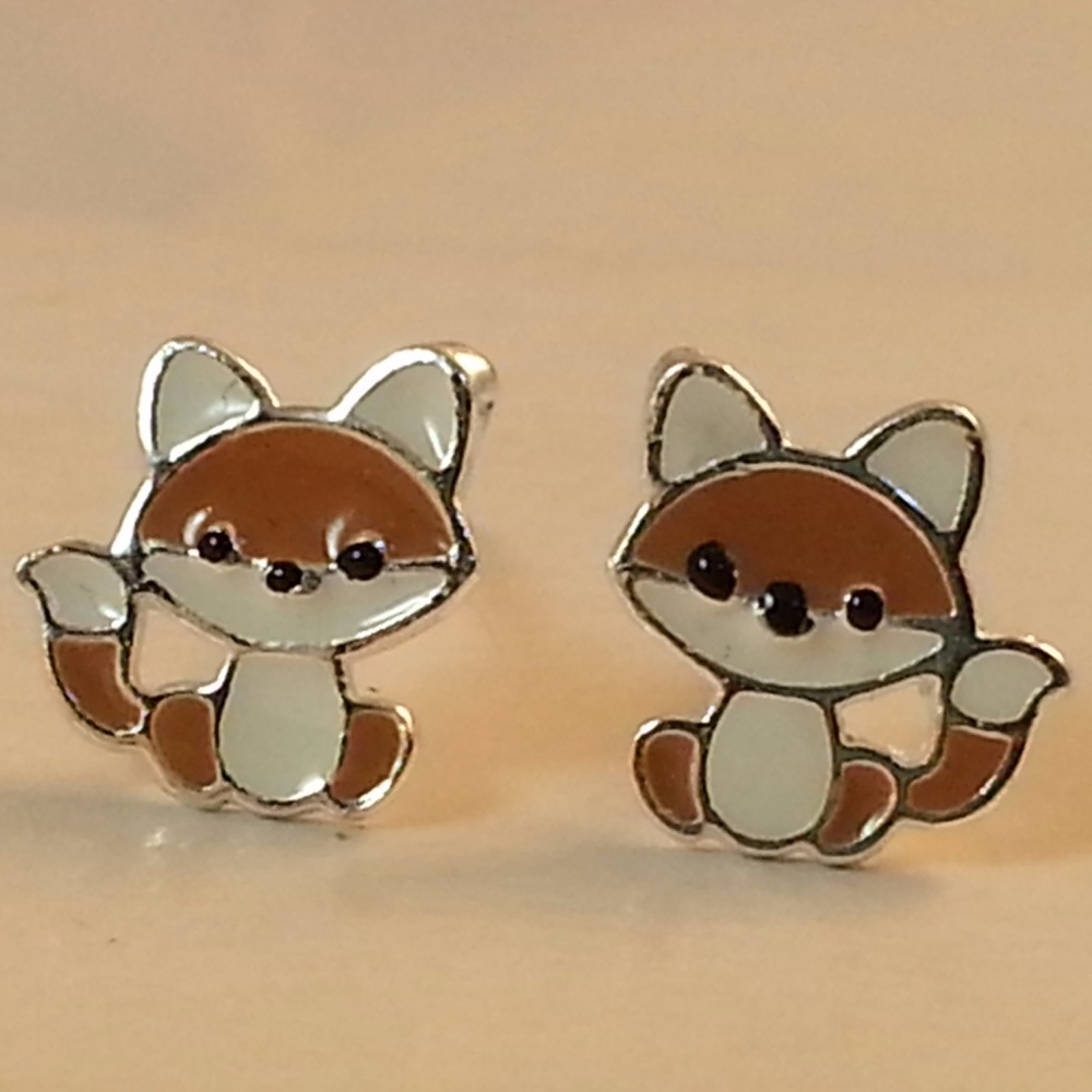 Cute Lil Fox Earrings Sterling Silver and Gift Box