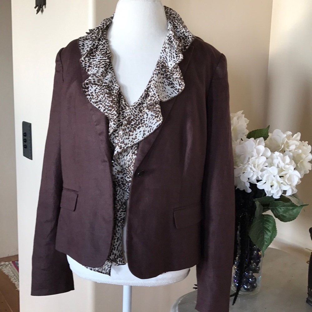 Calvin Klein Chocolate Brown Linen jacket