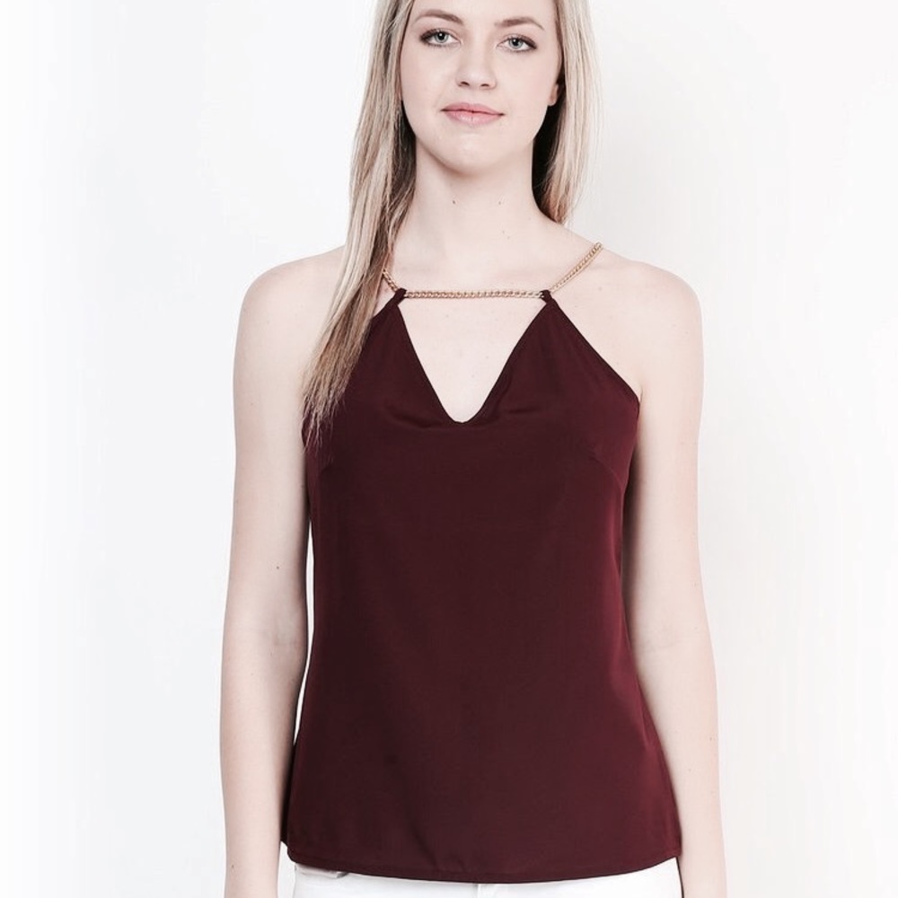 Purple chain strap cami top