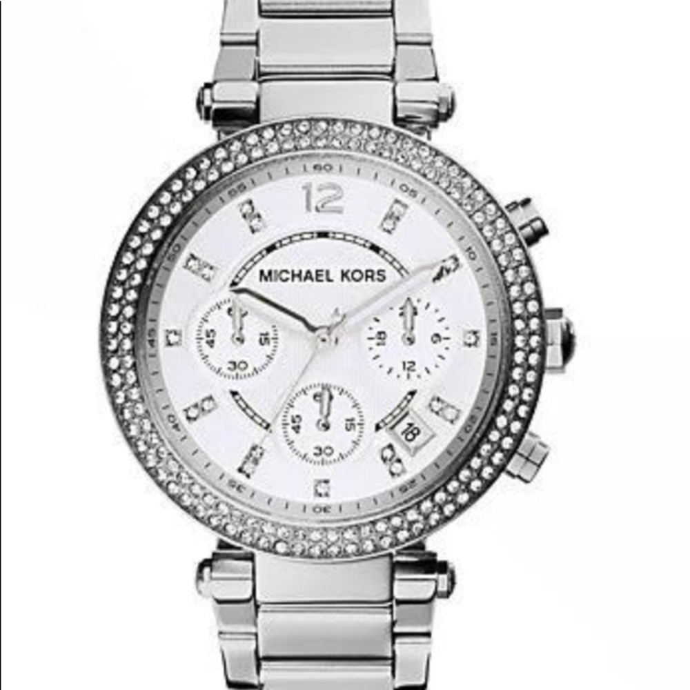 Michael Kors Parker Silver and crystal tone watch