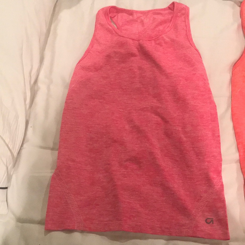 pink and orange gap workout tanks