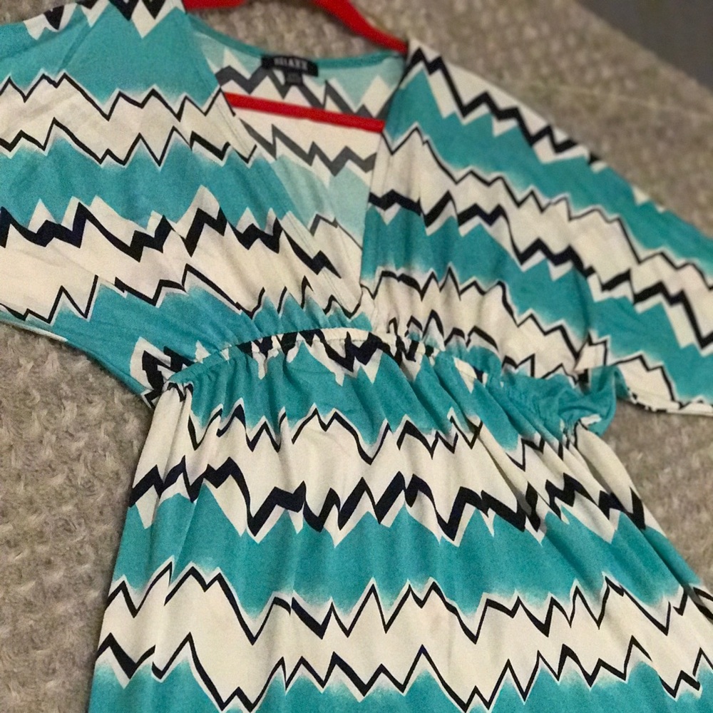 Plus size multi color chevron dress