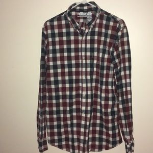 Navy Burgundy White Checkered Old Navy Button Down