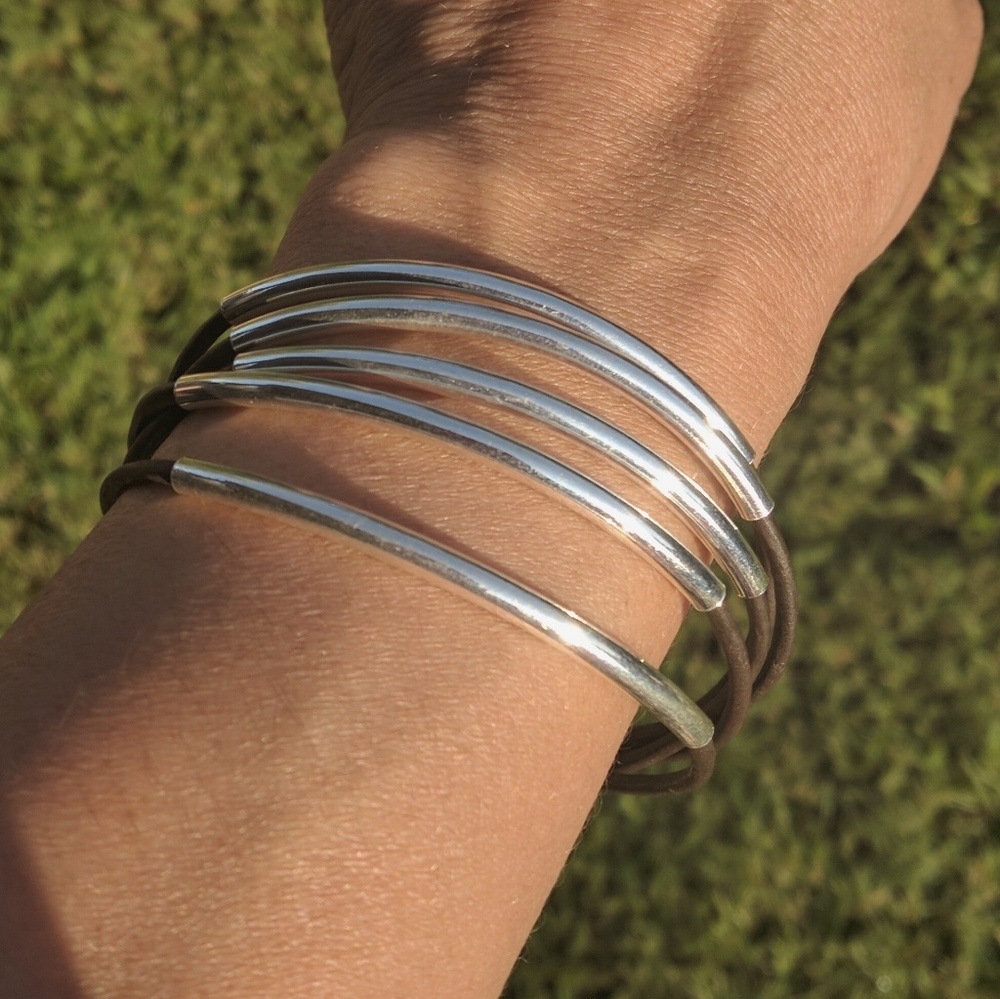 **SOLD OUT ** Silver Plated and Leather Bracelet