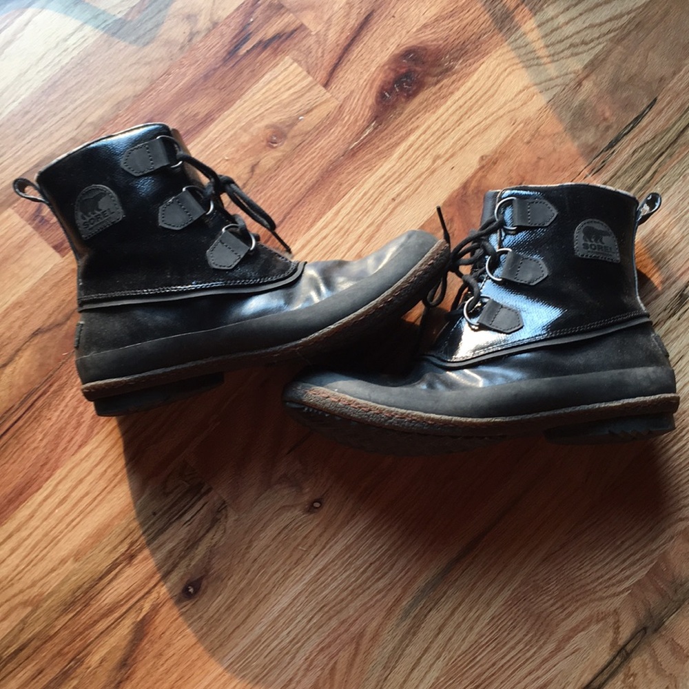Sorel short rain boots, black, 9.5