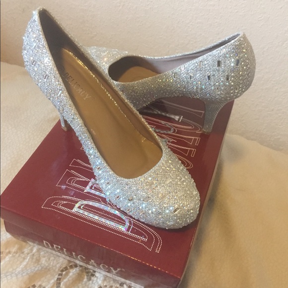 Special occasion silver glitter heels 8 - Picture 1 of 7