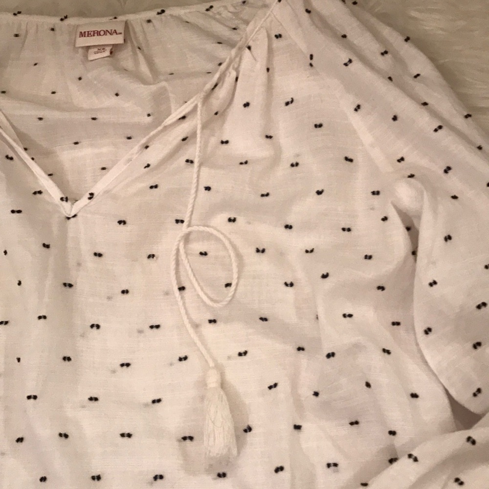 White Merona Tassel Blouse