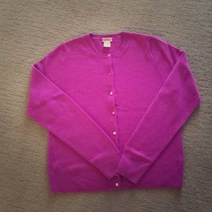 Peony purple 100% cashmere cardigan sweater.