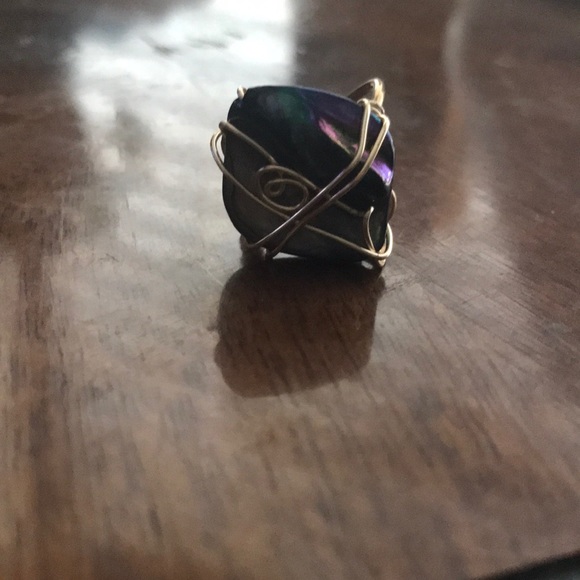 Gold Wire Wrapped Stone SZ 7 - Picture 2 of 5