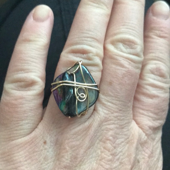 Gold Wire Wrapped Stone SZ 7 - Picture 4 of 5