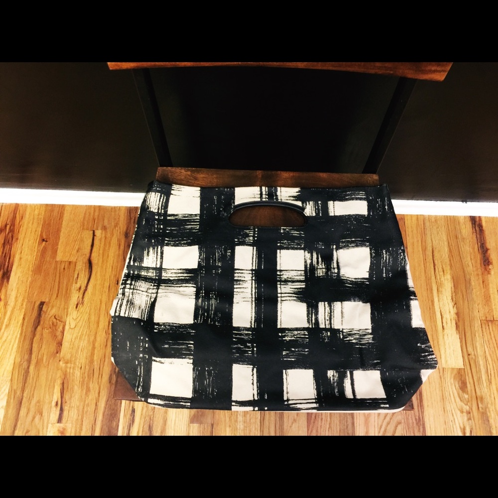 Theory Black and White Handle Tote